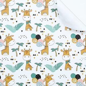 birthday wrapping paper for kids girls boys, giraffe design gift wrap paper for birthday baby shower, 6 sheets folded flat 20×28 inches per sheet