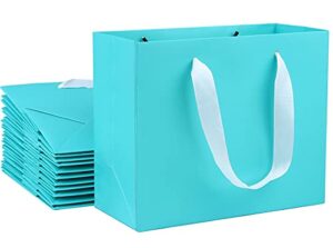 dasofine teal gift bags 20pcs, 8.7″ × 3.9″ × 7.1″ paper bag with handle medium size, sturdy kraft paper favor bags, gift wrap bags for party, wedding, baby shower