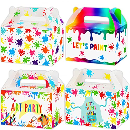 12 Pack Paint Art Party Boxes Painting Party Favor Candy Treat Boxes Paint Theme Birthday Goodies Valentine's Day Gift Boxes for Kids Birthday Baby Shower Party Decorations Supplies 6 x 3 x 3.5 Inches