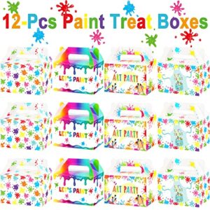 12 Pack Paint Art Party Boxes Painting Party Favor Candy Treat Boxes Paint Theme Birthday Goodies Valentine's Day Gift Boxes for Kids Birthday Baby Shower Party Decorations Supplies 6 x 3 x 3.5 Inches