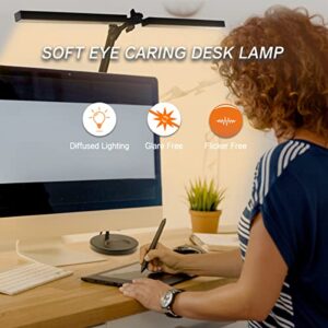 Hitish LED Desk Lamp, 24W Super Bright Architect Desk Lamp with 3 Color Modes & 10 Brightness Levels for Home & Office, Eye Protection Swing Arm Desk Lamp with Base & Clamp for Study, Work, Monitor