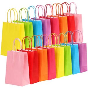 moretoes 24pcs party favor bags bulk, 8 colors goodie bags with handles, rainbow small gift bags for wedding, baby shower, birthday, party supplies and gifts