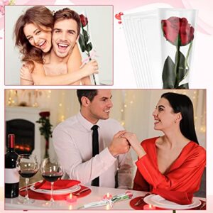 Single Rose Sleeve Bouquet Bags For Flowers Single Floral Packaging Bag Single Flower Wrapping Paper Clear Flower Bouquet Sleeves For Mother's Day Valentine's Day Wedding Birthday Gift (100 Pcs)