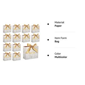 Mimorou 80 Pack Small Thank You Gift Bags Marble Pattern Party Favor Bag with Champagne Gold Bow Ribbon 4.53 x 1.77 3.94 Inch Wedding Mini Goodie for Adults Paper Wrap