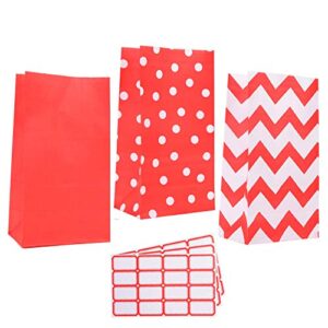 eborder 30 packs mini treat goodie bags with tag stickers for valentine’s days,christmas,birthdays,wedding party paper gift bags (red)