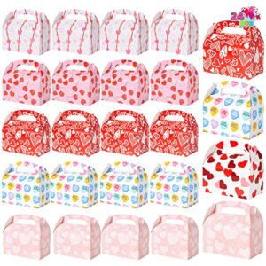joyin 24 pcs valentine’s day bakery treat boxes 6×5.5×3 inch, valentines cupcake cardboard boxes cookie gable boxes heart goody bags for valentine classroom treats, party favors gift giving gift exchange gift box