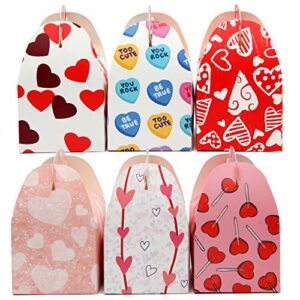 JOYIN 24 Pcs Valentine’s Day Bakery Treat Boxes 6x5.5x3 inch, Valentines Cupcake Cardboard Boxes Cookie Gable Boxes Heart Goody Bags for Valentine Classroom Treats, Party Favors Gift Giving Gift Exchange Gift Box