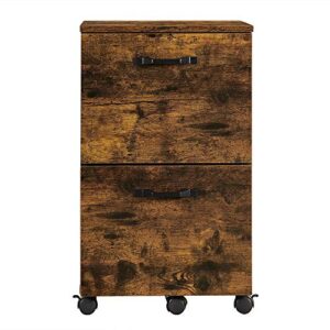 VASAGLE File Cabinet, with 2 Drawers, Mobile Filing Cabinet with Wheels, for A4, Letter Sized Documents, Hanging File Folders, Rustic Brown and Black UOFC040B01