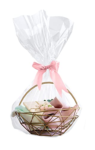 Clear Basket Bags, 24" x 30" Large Clear Cellophane Wrap for Baskets & Gifts Pack Of 18 Thickness 0.75 Mil