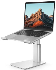 ergear adjustable laptop stand for desk, aluminum ergonomic laptop stand adjustable height, laptop riser computer stand holder compatible with air, pro, dell, lenovo more 10″-15.6″ laptops, silver