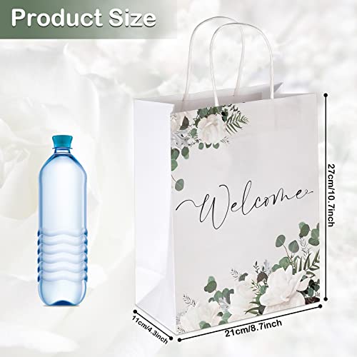 Chinco Welcome Bags White Wedding Gift Bags for Hotel Guests Black Letters Wedding Bags with Handles Paper Wedding Welcome Gift Bags Party Favors Bags for Wedding Birthday Party Supplies (48 Pieces)