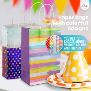 Plum Designs Gift Bags Assorted Sizes, Set of 8 Gift Bags with Tissue Paper- Includes Small Gift Bags, Medium Gift Bags and Large Size Paper Gift Bags with Handles for Holiday and Birthday Gifts
