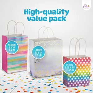Plum Designs Gift Bags Assorted Sizes, Set of 8 Gift Bags with Tissue Paper- Includes Small Gift Bags, Medium Gift Bags and Large Size Paper Gift Bags with Handles for Holiday and Birthday Gifts