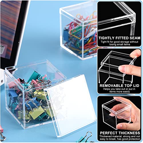 Tuanse Acrylic Box with Lid Clear Small Acrylic Box Plastic Square Cube with Lid Mini Acrylic Containers Display Box 2.2 x 2.2 x 2.2 Inch for Candy Pill Tiny Jewelry Toys Gifts (60)