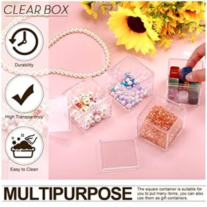 Tuanse Acrylic Box with Lid Clear Small Acrylic Box Plastic Square Cube with Lid Mini Acrylic Containers Display Box 2.2 x 2.2 x 2.2 Inch for Candy Pill Tiny Jewelry Toys Gifts (60)