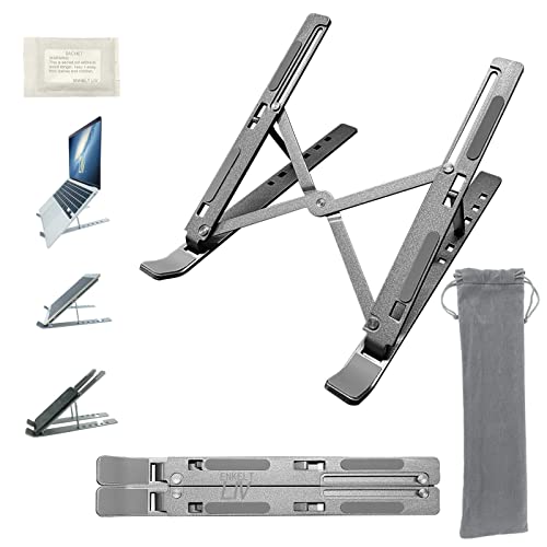 ENKELT LIV Laptop Stand Adjustable for Desk Foldable Laptop Holder Cradle,Ergonomic Folding Portable Notebook Support Steady Non-Slip Multi-Angle Aluminum Computer Riser Compatible with 8.3-15.6 Inch