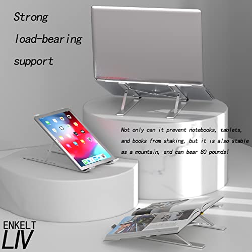 ENKELT LIV Laptop Stand Adjustable for Desk Foldable Laptop Holder Cradle,Ergonomic Folding Portable Notebook Support Steady Non-Slip Multi-Angle Aluminum Computer Riser Compatible with 8.3-15.6 Inch