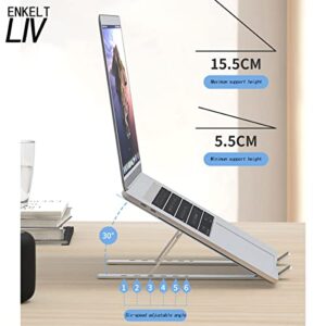 ENKELT LIV Laptop Stand Adjustable for Desk Foldable Laptop Holder Cradle,Ergonomic Folding Portable Notebook Support Steady Non-Slip Multi-Angle Aluminum Computer Riser Compatible with 8.3-15.6 Inch