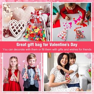 300 Pcs Valentine's Day Heart Candy Bags Organza Jewelry Pouches Drawstring Bags Valentine Love Heart Gift Bags Wedding Gift Pouch Drawstring Pouch for Gift Packaging (Heart Pattern, 3.94 x 4.72 Inch)