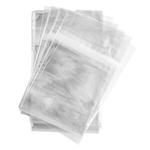 100 pcs 4 5/8 x 5 3/4 clear (a2) (p) card resealable cello / cellophane bags – tape strip on body
