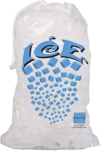 concession essentials icebags 100ct 10lb ice bags with drawstring.drawstring closure durable ice bags