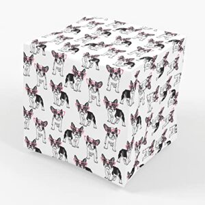 stesha party frenchie puppy dog gift wrapping paper – folded flat 30 x 20 inch (3 sheets)