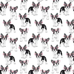 Stesha Party Frenchie Puppy Dog Gift Wrapping Paper - Folded Flat 30 x 20 Inch (3 Sheets)