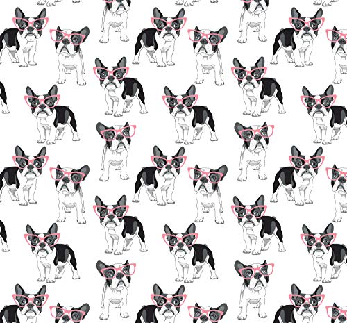 Stesha Party Frenchie Puppy Dog Gift Wrapping Paper - Folded Flat 30 x 20 Inch (3 Sheets)