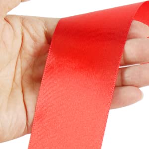 Tenn Well Red Satin Ribbon, 24 Yard 1.96 Inch Wide Silky Gift Ribbon for Bow Making, Gift Wrapping, Box Packaging, Crafting, Christmas Tree Decorations