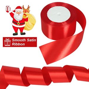 Tenn Well Red Satin Ribbon, 24 Yard 1.96 Inch Wide Silky Gift Ribbon for Bow Making, Gift Wrapping, Box Packaging, Crafting, Christmas Tree Decorations