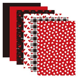 whaline 90 sheets valentine’s day tissue paper plaid heart love prints gift wrapping paper red black decorative art paper for wedding anniversary birthday diy crafts gifts decor supplies, 6 design