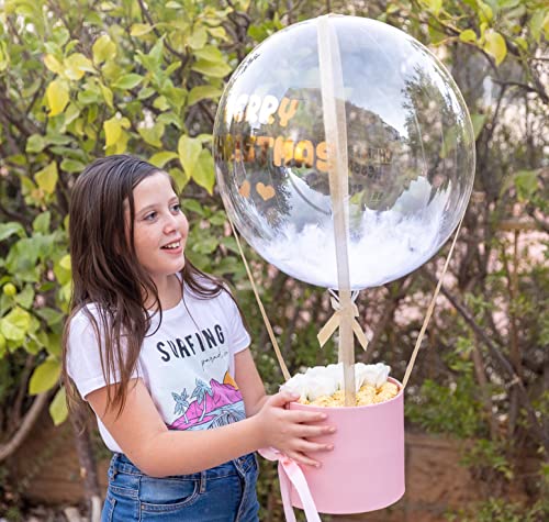 Surprise Gift Box for Women with Bobo Balloon & Letters for Happy Birthday, Mother’s Day, Valentine's Day, Anniversary. Premium Present with Mock Flowers for Mom, Wife, Girlfriend, Sister, Pink