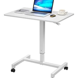 FitDesk Adjustable Desk- Height Adjustable Laptop Desk- Stand Up Desk- Pneumatic Standing Desk- Portable Desk for Laptop- Adjustable Mobile Desk- Portable Office Desk for Home Office- White, 27"