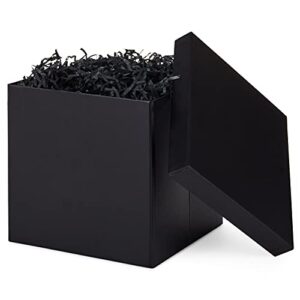 hallmark 7″ large box with lid and shredded paper fill (black) for weddings, holidays, graduations, birthdays, anniversaries