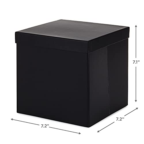 Hallmark 7" Large Box with Lid and Shredded Paper Fill (Black) for Weddings, Holidays, Graduations, Birthdays, Anniversaries