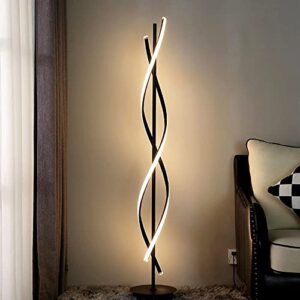 jutifan led spiral floor lamps for living room with remote, 35w dimmable standing lamp for living room, 54″ led modern spiral floor lamp, 3 adjustable color corner modern reading lamp for bedroom