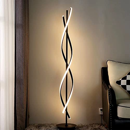 JUTIFAN LED Spiral Floor Lamps for Living Room with Remote, 35W Dimmable Standing Lamp for Living Room, 54" LED Modern Spiral Floor Lamp, 3 Adjustable Color Corner Modern Reading lamp for Bedroom