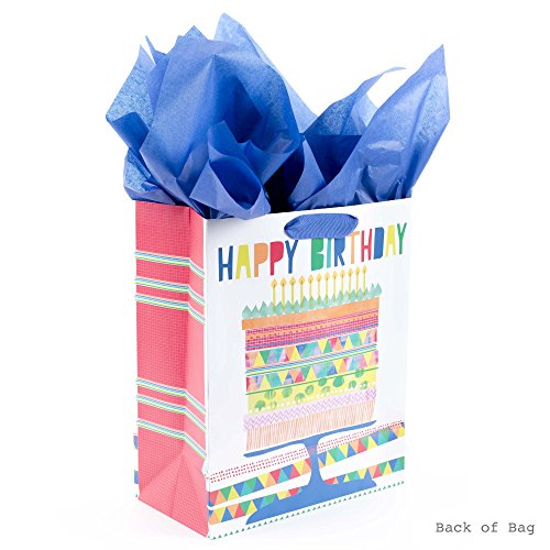 Hallmark 13" Large Gift Bag with Tissue Paper (Bright Cake) for Birthdays, Parties and More