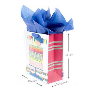 Hallmark 13" Large Gift Bag with Tissue Paper (Bright Cake) for Birthdays, Parties and More