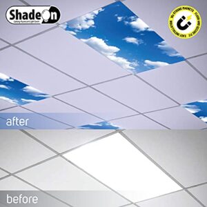 ShadeOn Calming Fluorescent Light Covers (Set of 4, Summer Sky) - Magnetic Light Filters for Ceiling Lights Classroom & Office, Fits 2x4 Floresant Light Fixtures, Educational Supplies for Teachers