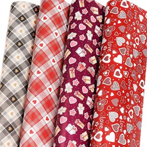 giolniay valentine’s day wrapping paper for men women – red heart, white&red plaid, brown&black plaid, pink gift wrap for wedding, birthday, mother’s day, father’s day, 74*52cm per sheet (8 folded sheets), recyclable, easy to store