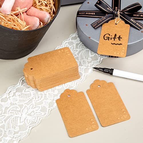 SallyFashion 120 PCS Hearts Gift Tags, Valentine Hearts Paper Tags Convex Love Label Craft Hang TagsValentines Day Gift Wrapping DIY Crafts Wedding Anniversary