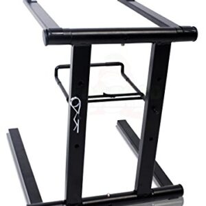 Folding DJ Laptop Stand with Sub-tray Shelf by FAT TOAD | Pro Audio Computer Table Top Rack Stand Mount for iPads, Mixer Controller & Tablets | Portable PC Gear Clamp Holder | Stage Booth, Home Office