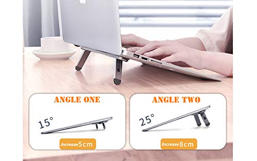 Zupro Portable Laptop Stand,Foldable Adjustable Heights,Invisible Aluminum Lightweight Laptop Keyboard Holder Riser,Ergonomic,Compatible with 10 to17 Inches Notebook Computer.Self-Adhesive.(Silver)