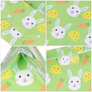 DECORLIFE 24PCS Easter Treat Bags, Easter Goodie Bags for Kids, Paper Bag Bulk for Candy, Gift, Party Favors, Eggs/Chicks/Bunny Printing with 24PCS Stickers Included