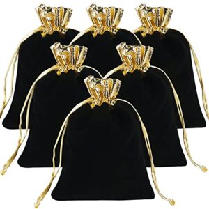 shintop velvet bags, 5x7inch velvet jewelry bags 10pcs drawstring gift pouches for wedding favor christmas (black)