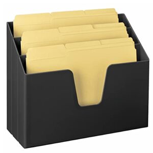 acrimet horizontal triple file folder holder organizer (manila folders letter size included) (black color)