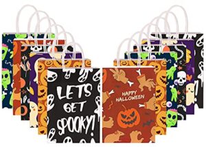 diydec 24pcs halloween kraft gift bags,halloween goodies paper bags bulk with handles for halloween party supplies