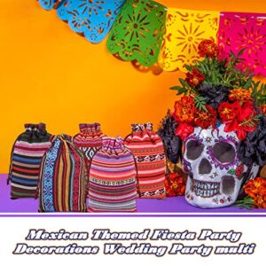 LEIFIDE 48 Pack Mexican Candy Bags for Mexican Party Gift Decorations Reusable Cotton Fiesta Goodie Bags 3.9 x 5.5 Inch Mini Drawstring Gift Bags Jewelry Pouches for Mexican Themed Fiesta Party Favor