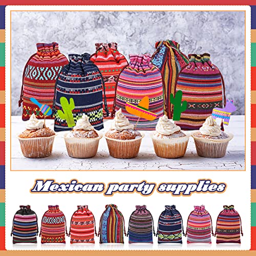 LEIFIDE 48 Pack Mexican Candy Bags for Mexican Party Gift Decorations Reusable Cotton Fiesta Goodie Bags 3.9 x 5.5 Inch Mini Drawstring Gift Bags Jewelry Pouches for Mexican Themed Fiesta Party Favor